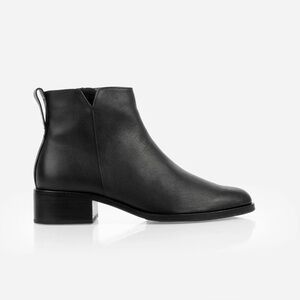 Poppy Barley Sleek brown (Java) Leather Ankle Booties with Low Block Heel